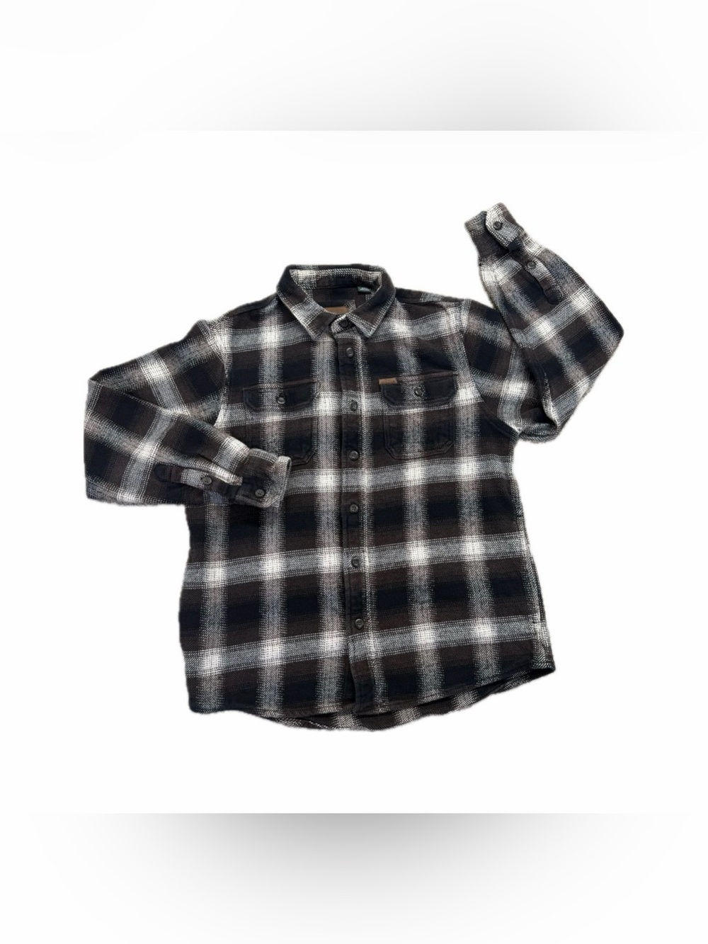 Orvis Men’s Big Bear Heavyweight CottonFlannel Shirt Brown Plaid Size Small